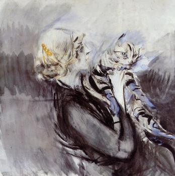 Giovanni Boldini : A Lady with a Cat